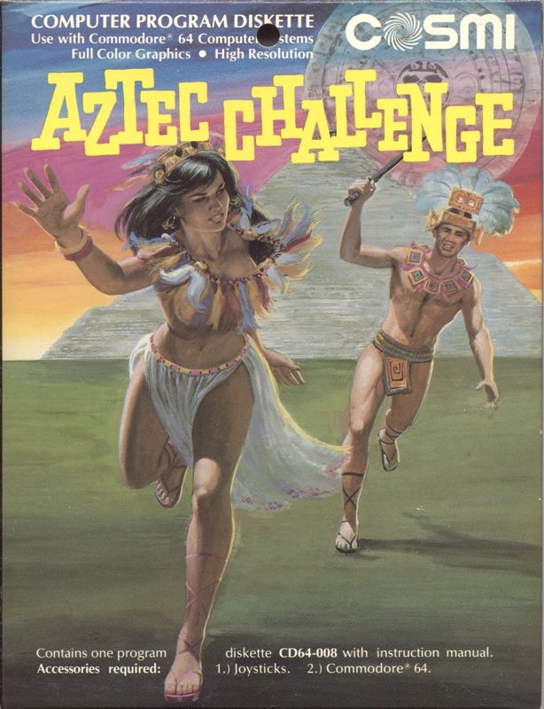 Aztec Challenge box art for Commodore 64